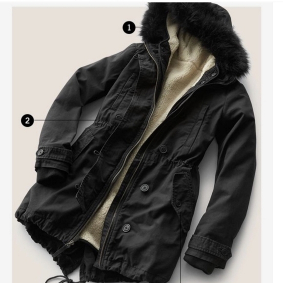 Gap Women's Black 2-in-1 Hooded Faux Fur Parka Coat Size M - Picture 4 of 11